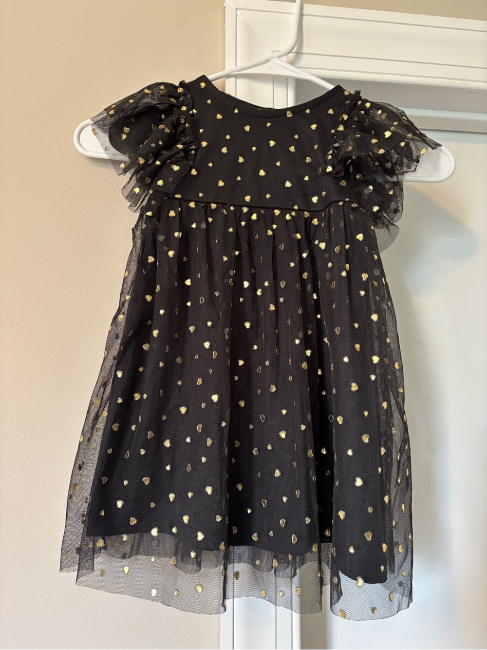 Old Navy Black Dress with Gold Heart Print